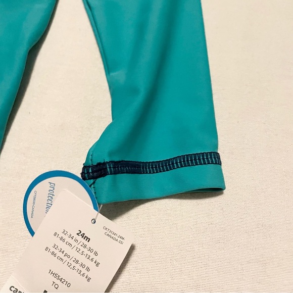 Carters Baby 24 Month Teal Rash Guard Swim Shirt UV Protection - Picture 7 of 16